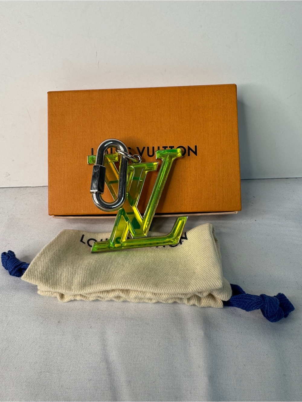 LOUIS VUITTON
Neon Green Acrylic Resin Prism Key Holder And Bag Charm
